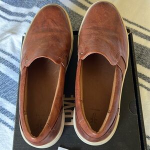 Frye Ivy Slip Sneakers in Cognac Leather 6.5M